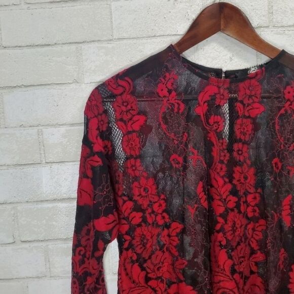 NWOT BKE Boutique Red and Black lace blouse For Buckle - Picture 3 of 8